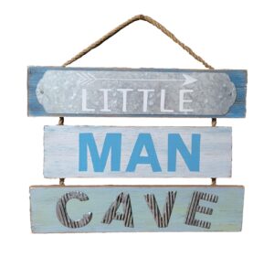 blooming party nursery wall decor for little baby boy or toddler - little man cave wood sign (blue)