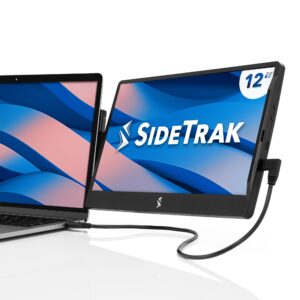 sidetrak swivel 12.5" patented attachable portable monitor extender - fhd tft laptop dual screen w/kickstand, for mac, pc, and chromebook, all laptops, usb or mini hdmi port power (single monitor)