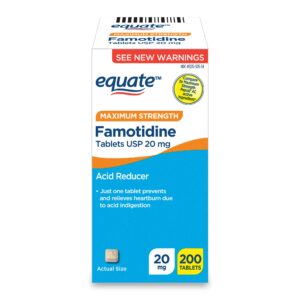 equate maximum strength gamotidine tablets 20mg, 200ct, acid reducer 3 pack