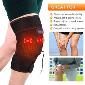 2-in-1 Arthritis Pain Relief Knee Brace, Heated Knee Support for Arthritis, Knee Heating Pad for Hot or Cold Therapy Keep Warm, Electric Wrap for Pain Relief and Massage