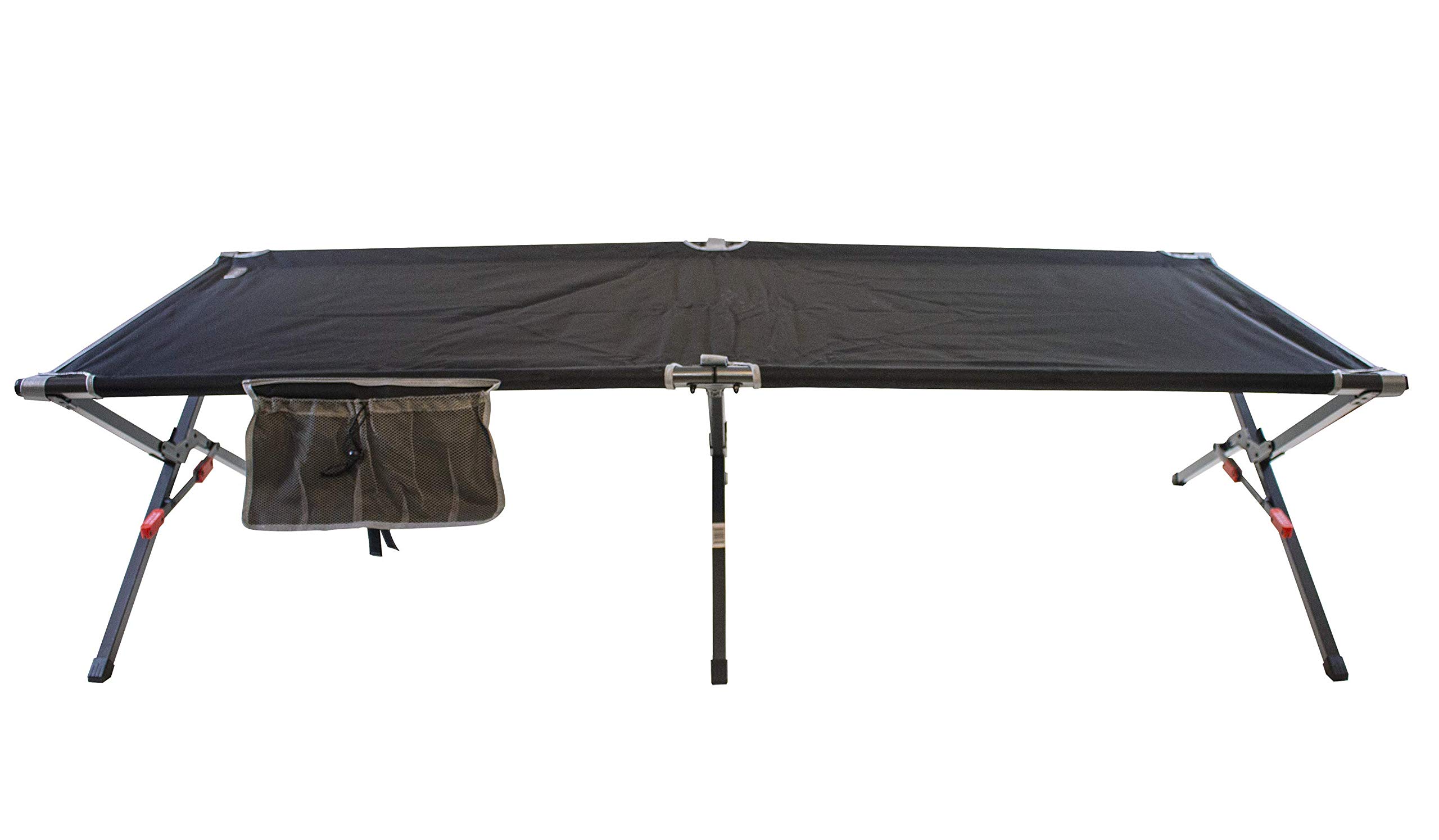 Rio Brands Gear Smart Cot XL Outdoor Military Style One-Piece Portable Folding Cot, Black