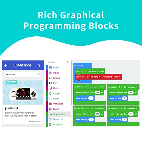 ELECFREAKS microbit Game Joystick Wireless Control Handle by Micro:bit STEAM Education DIY Graphical Programming Controller(Without Micro:bit)