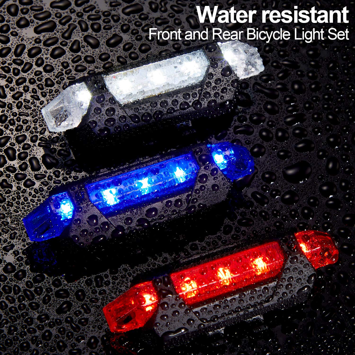 Mudder 6 Pieces Bike Light Front and Rear Bicycle Light USB Rechargeable Waterproof Cycling Headlight and Taillight Flashing Safety Bike Light for City Mountain Bike (White, Red, Blue)