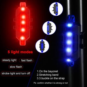 Mudder 6 Pieces Bike Light Front and Rear Bicycle Light USB Rechargeable Waterproof Cycling Headlight and Taillight Flashing Safety Bike Light for City Mountain Bike (White, Red, Blue)