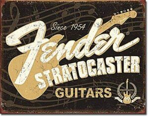 fender anniversary guitar distressed retro metal tin sign
