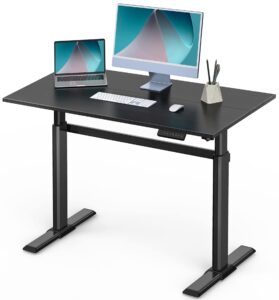 fenge height adjustable standing desk- 43x24’’ electric stand up desk - sit stand desk, ultra-quiet motor, home office workstation, black