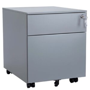 aimezo 2-drawer mobile file cabinet under desk storage for home office, fully assembled silver