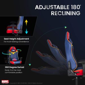 Marvel Avengers Gaming Chair Desk Office Computer Racing Chairs - Adults Gamer Ergonomic Game Reclining High Back Support Racer Leather (Spider Man, Red (M))