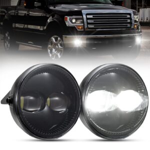 bunker indust f150 led fog lights compatible with ford f-150 2009 2010 2011 2012 2013 2014, 1 pair oem replacement front bumper driving 4.5" round fog lamp kit