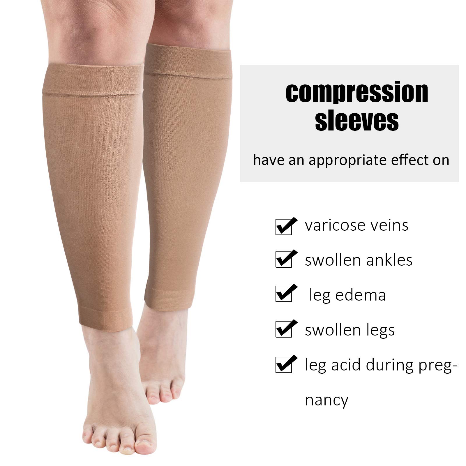 3 Pairs 20 Inches XXL Wide Plus Size Calf Compression Socks for Circulation Compression Long Legs Sleeves 20-30 mmHg Calf Muscle Compression Sleeve for Women Men