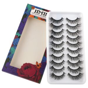 JIMIRE 10 Pairs Fake Eyelashes Fluffy Natural False Lashes Cat-Eye Lashes Pack