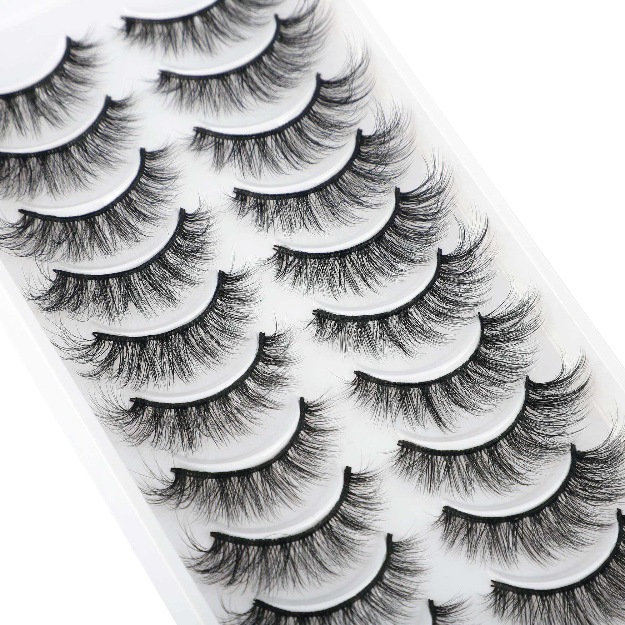 JIMIRE 10 Pairs Fake Eyelashes Fluffy Natural False Lashes Cat-Eye Lashes Pack