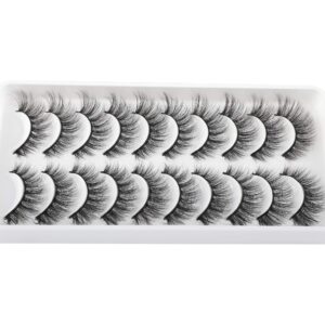 JIMIRE 10 Pairs Fake Eyelashes Fluffy Natural False Lashes Cat-Eye Lashes Pack