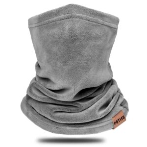 kids neck warmer gaiter winter fleece face neck cover balaclava cold weather windproof face mask for boys girls grey