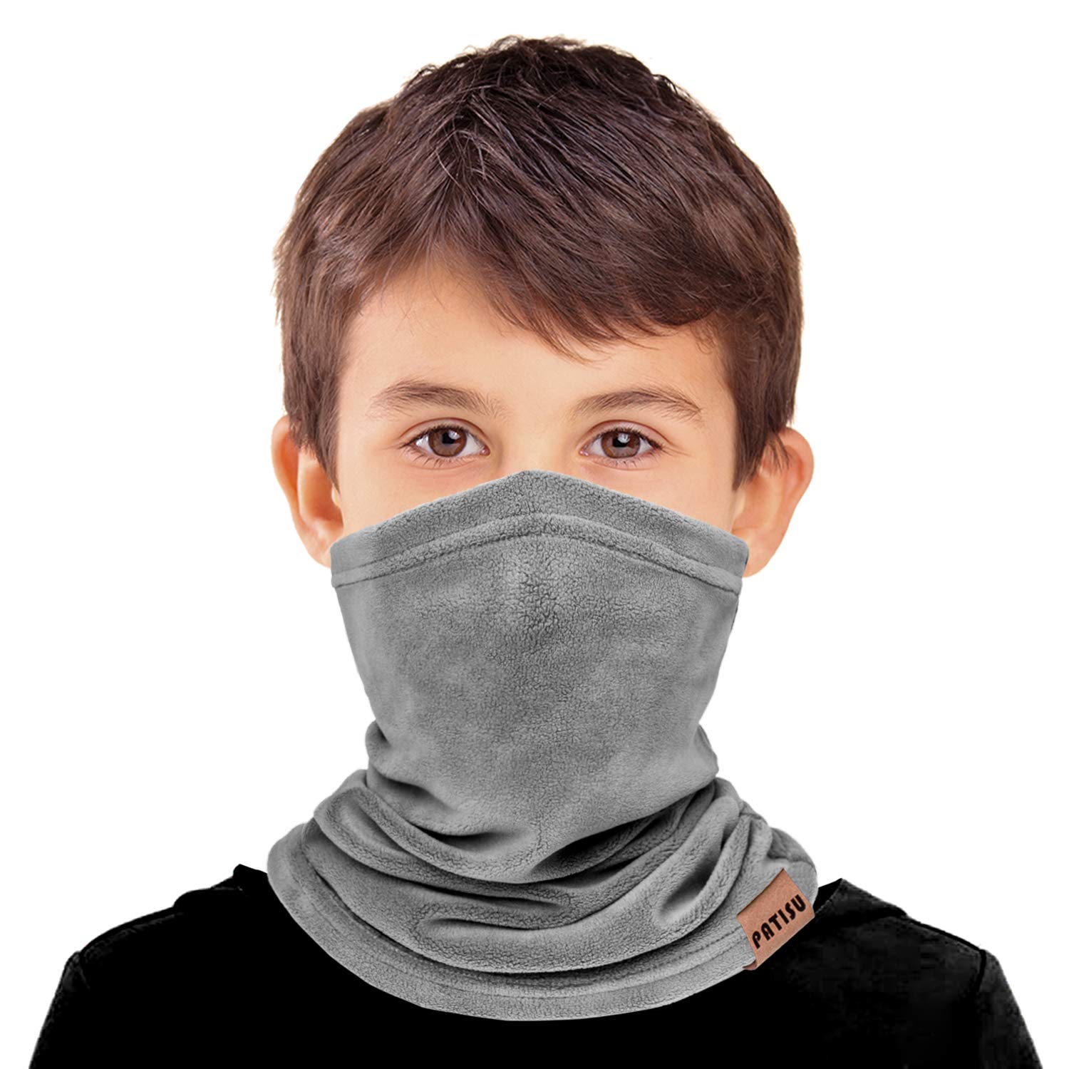 Kids Neck Warmer Gaiter Winter Fleece Face Neck Cover Balaclava Cold Weather Windproof Face Mask for Boys Girls Grey