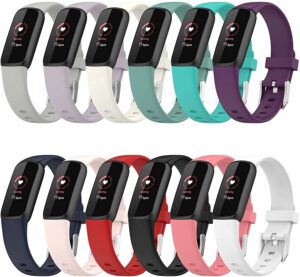 straps compatible with fitbit luxe bands soft silicone sport waterproof quick release wristbands for luxe fitness and wellness fitness tracker, soft and durable (small-12colors)