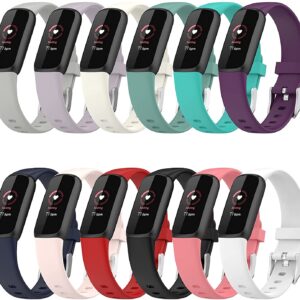 Straps Compatible with Fitbit Luxe Bands Soft Silicone Sport Waterproof Quick Release Wristbands for Luxe Fitness and Wellness Fitness Tracker, Soft and Durable (Small-12Colors)