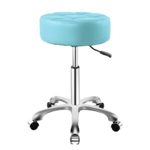 rolling adjustable stool with wheels for work medical tattoo salon office,swivel desk esthetician hydraulic stool chair (cyan)