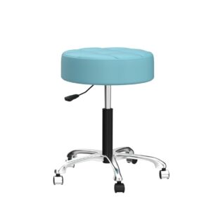 Rolling Adjustable Stool with Wheels for Work Medical Tattoo Salon Office,Swivel Desk Esthetician Hydraulic Stool Chair (Cyan)