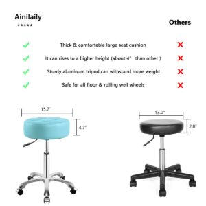 Rolling Adjustable Stool with Wheels for Work Medical Tattoo Salon Office,Swivel Desk Esthetician Hydraulic Stool Chair (Cyan)