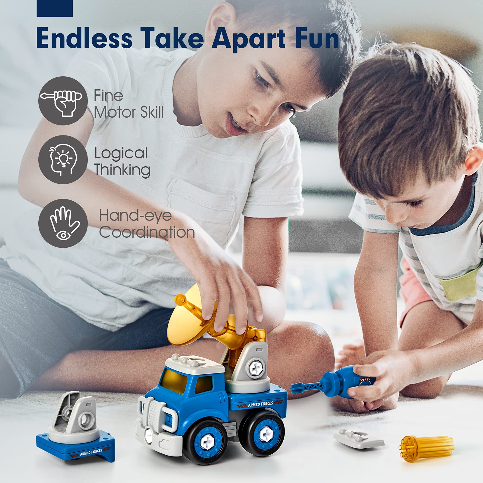 hahaland 5 Year Old Boy Gift - 5 in 1 STEM Toys for Ages 5-7, Take Apart Trucks Transform to Robot - 5 6 7 Year Old Boy Birthday Gift - Boys Toys Age 4-6