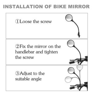 ROYOR Bike Mirrors for Handlebars Rearview Mirror - Bicycle Mirrors for Handlebars, 360° Adjustable Rotatable Bicycle Mirror for Electric Bike, Mountain Bike and Road Bike