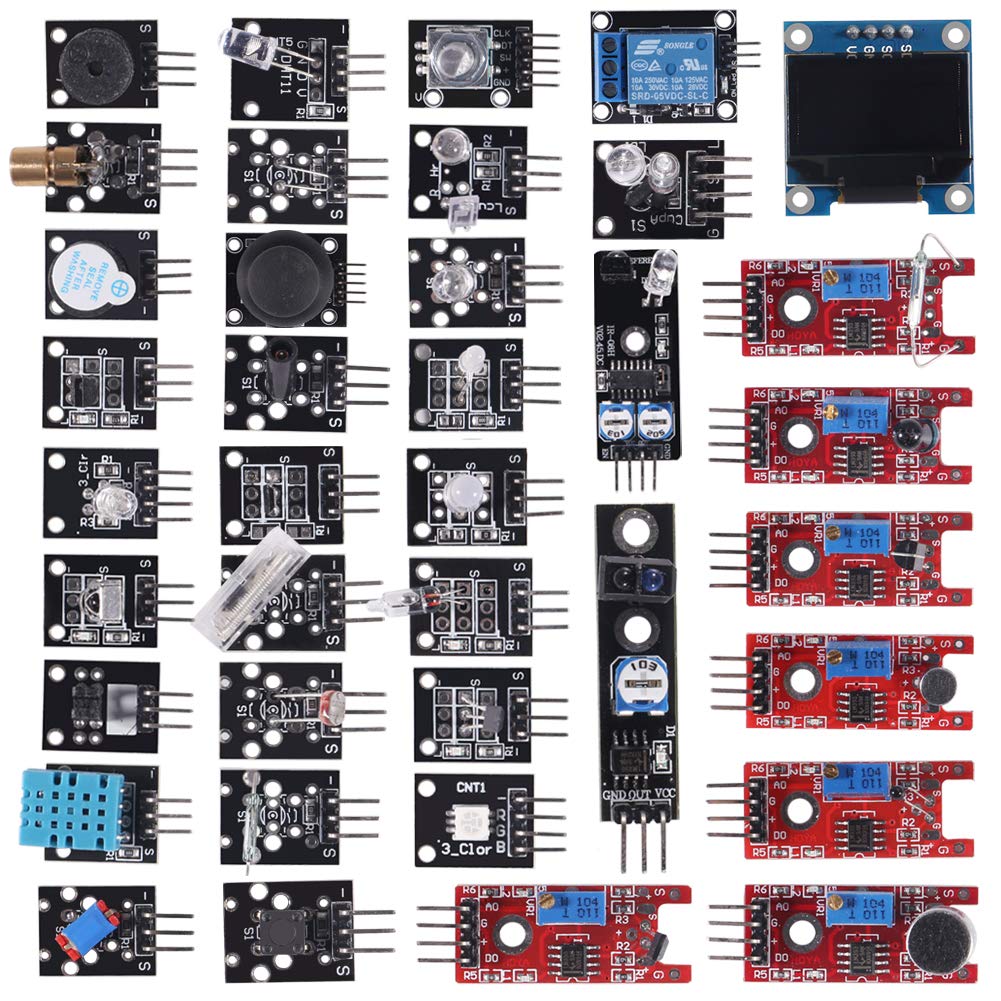 UMLIFE 38 in 1 Sensor Modules Kit, 37 in 1 Sensor Module + 0.96‘’ 4PIN OLED for Arduino Raspberry Pi Project Super Starter Kits for UNO R3 Mega2560 Mega328 Nano Raspberry Pi 3 2 Model STM32