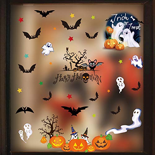 Vanleonet Halloween Window Clings Decals for Window Glass,Double-Side Spooky Removable Window Sticker for Halloween Party Decoration