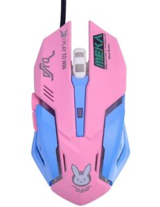 greshare gaming mouse,7 colors backlit optical game mice ergonomic usb wired with 2400 dpi and 6 buttons 4 shooting for computer/win/mac/linux/andriod/ios. (pink & blue)