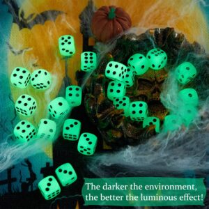 36 Pieces Glow in The Dark Dice Set, Luminous Dice 6 Sided with Black Velvet Pouches for Board Games, Activity Casino Theme Party Favors