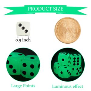 36 Pieces Glow in The Dark Dice Set, Luminous Dice 6 Sided with Black Velvet Pouches for Board Games, Activity Casino Theme Party Favors