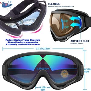 Anti-Glare Lenses, Ski Goggles, Winter Sport Snowboard Goggles with UV 400 Protection, Snowboard Goggles for Kids, Boys & Girls, Youth, Men & Women, Helmet, Wind Resistance (White Transparent)