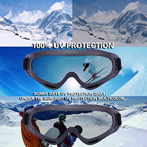 Anti-Glare Lenses, Ski Goggles, Winter Sport Snowboard Goggles with UV 400 Protection, Snowboard Goggles for Kids, Boys & Girls, Youth, Men & Women, Helmet, Wind Resistance (White Transparent)