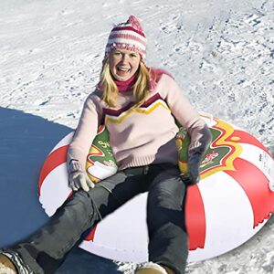 Snow Tube, Snow Sled for Kids and Adults, 48 Inches Heavy Duty Snow Tubes with Double Bottom, Candy Snow Toys for Sweet Party