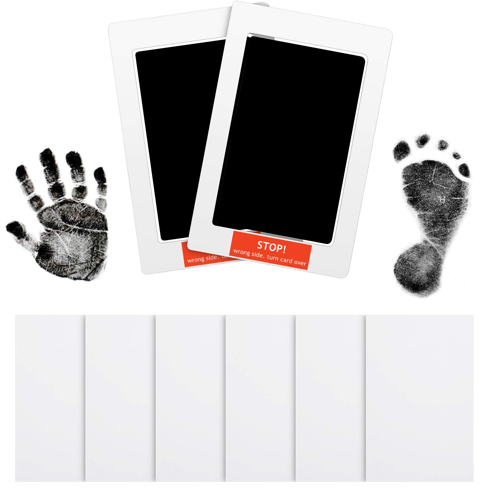 2 Pieces Large Clean Touch Ink Pad Newborn Baby Handprint and Footprint Pet Paw Print Kit Inkless Infant Hand and Foot Stamp, Black