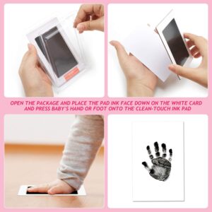 2 Pieces Large Clean Touch Ink Pad Newborn Baby Handprint and Footprint Pet Paw Print Kit Inkless Infant Hand and Foot Stamp, Black