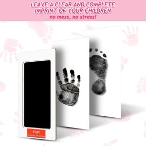 2 Pieces Large Clean Touch Ink Pad Newborn Baby Handprint and Footprint Pet Paw Print Kit Inkless Infant Hand and Foot Stamp, Black