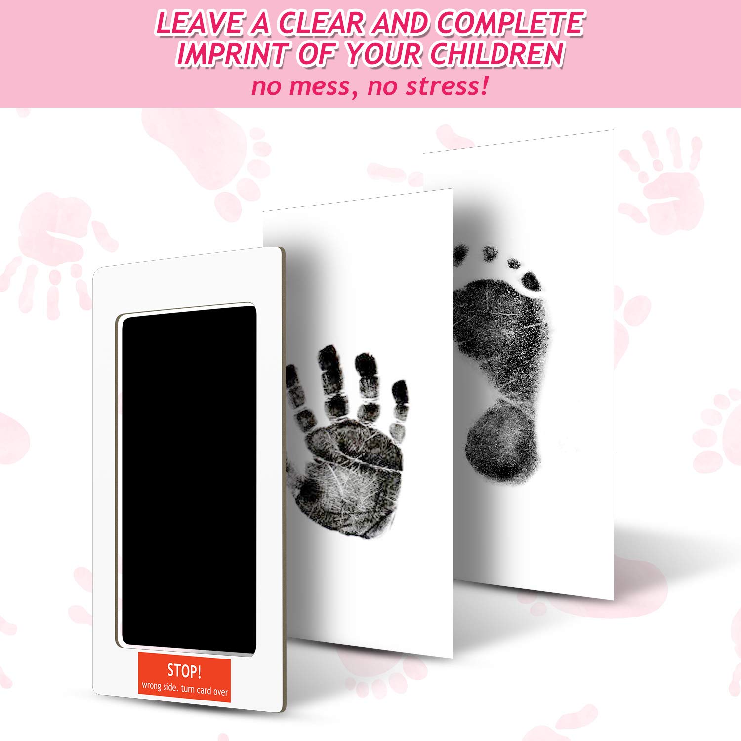 2 Pieces Large Clean Touch Ink Pad Newborn Baby Handprint and Footprint Pet Paw Print Kit Inkless Infant Hand and Foot Stamp, Black