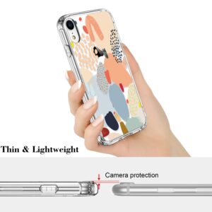 ICEDIO iPhone Xr Case with Screen Protector,Clear with Multi-Colored Painting Patterns for Girls Women,Shockproof Slim Fit TPU Cover Protective Phone Case for iPhone XR