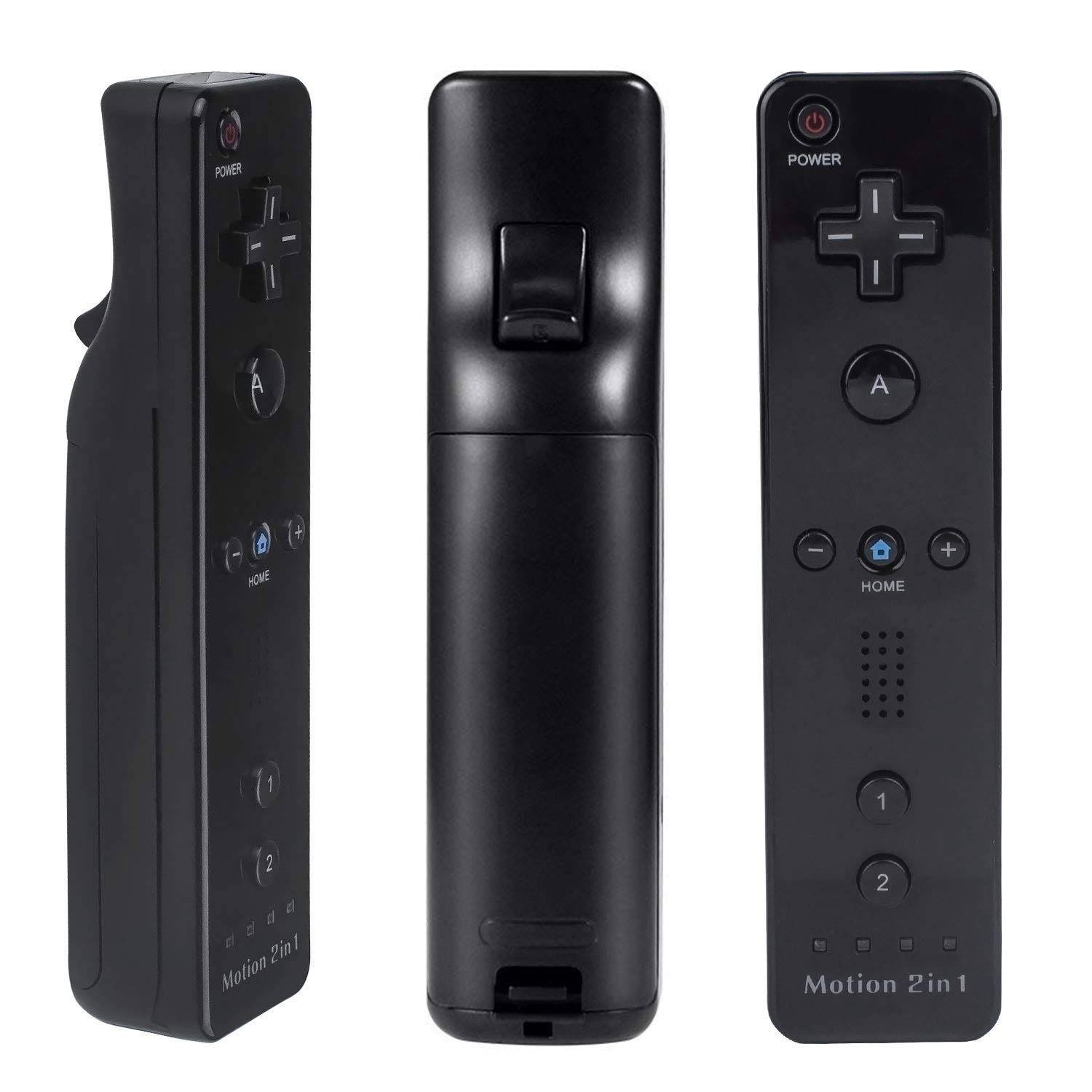 Wii Remote Controller (2 Pack) with Motion Plus Compatible with Wii and Wii U Console Wii Remote Controller with Shock Function (Black+Dark Blue)