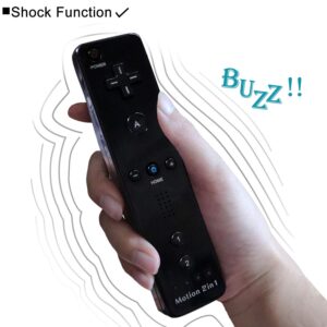 Wii Remote Controller (2 Pack) with Motion Plus Compatible with Wii and Wii U Console Wii Remote Controller with Shock Function (Black+Dark Blue)