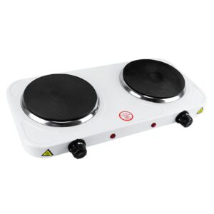 2000w electric hot plate,mini double burner countertop cooker compatible for all cookwares cooking with 5 power adjustment,easy to clean,portable for kitchen camping rv hotel 110v
