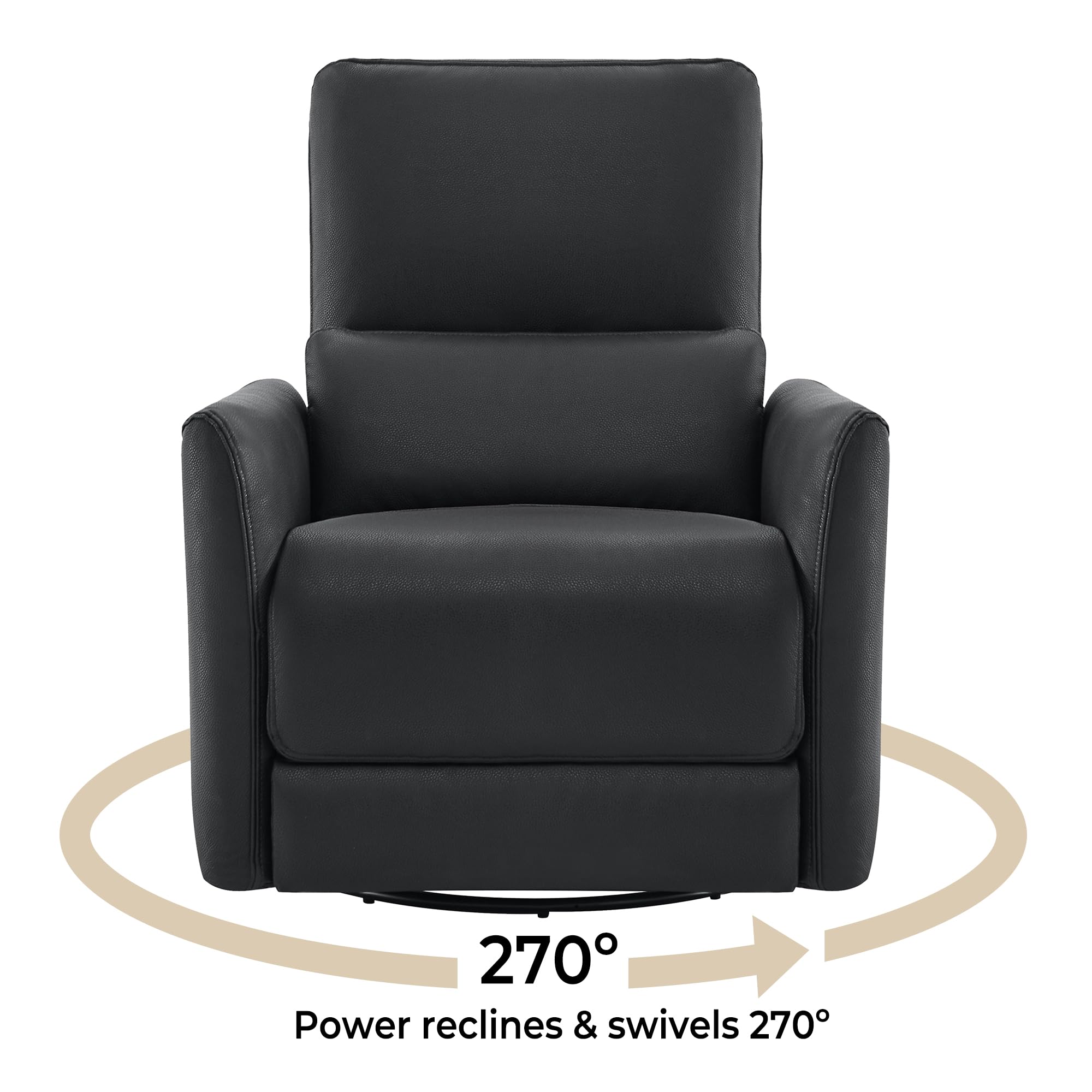 CHITA Power Recliner Chair Swivel Glider, FSC Certified Upholstered Faux Leather Living Room Reclining Sofa Chair with Lumbar Support, Black