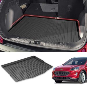 kust custom fit cargo mat for 2020-2023 2024 ford escape hybrid & no-hybrid cargo liner all weather trunk liner tray black tpo