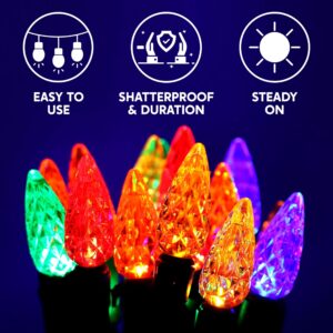 Joiedomi C6 LED Christmas Lights Outdoor, 70 Count Strawberry Christmas Trees Lights, 22.6FT Connectable String Lights Faceted Fairy Lights for Indoor Outdoor Holiday Party Decor(Multicolor)