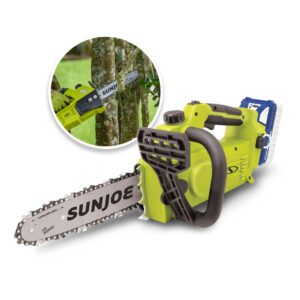 sun joe 24v-10cs 24-volt ionmax 10-inch cordless chain saw, kit (w/ 4.0-ah battery + charger)