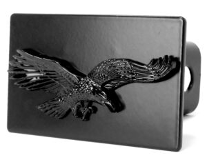 mull 3d flying eagle emblem metal trailer hitch cover (fits 2" receiver, black eagle)