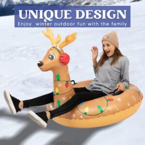 JOYIN 47” Inflatable Reindeer Snow Tube, Heavy-Duty Snow Tube for Sledding, Great Inflatable Snow Tubes for Winter Fun and Family Activities