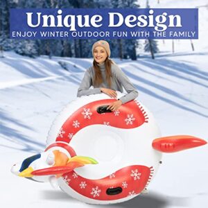 JOYIN 47” Inflatable Snow Tube, Heavy-Duty Snow Tube for Sledding, Great Snow Sled for Kids and Adults, Blow Up Snow Sled with Handles for Boys and Girls Family Winter Fun Activities(Unicorn)