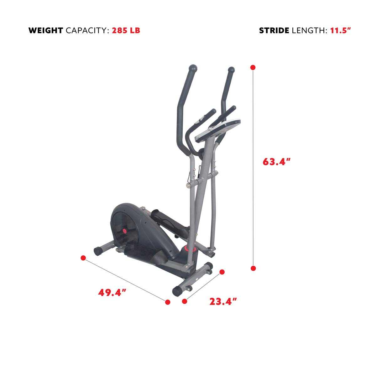 Sunny Health & Fitness Full Body Workout Electric Motorized Elliptical Trainer with Pre-Programmed Digital Performance Monitor, Low Impact Exercise, and Pulse Sensors - SF-E320002